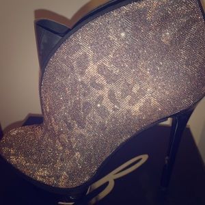 B Brian Atwood Fortosa Metallic Leopard ankle boot